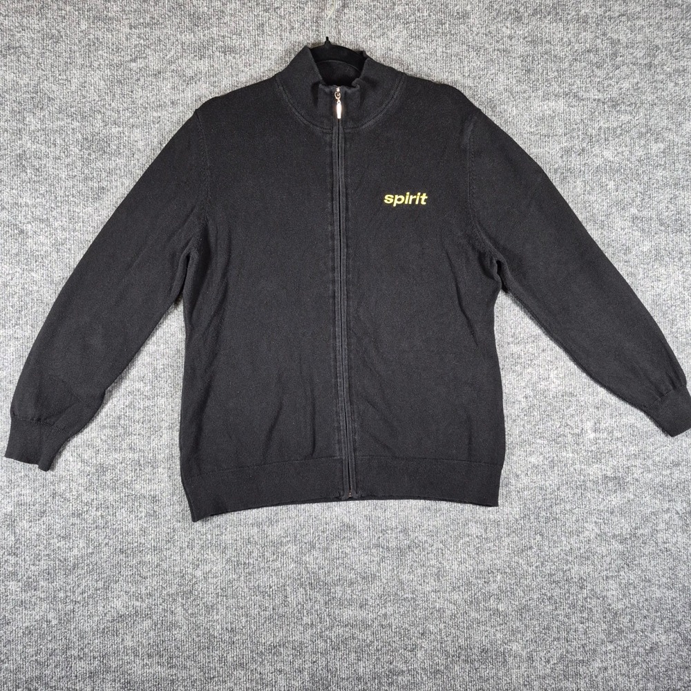 Edwards Cardigan Spirit Airlines Full Zip Sweater M Black